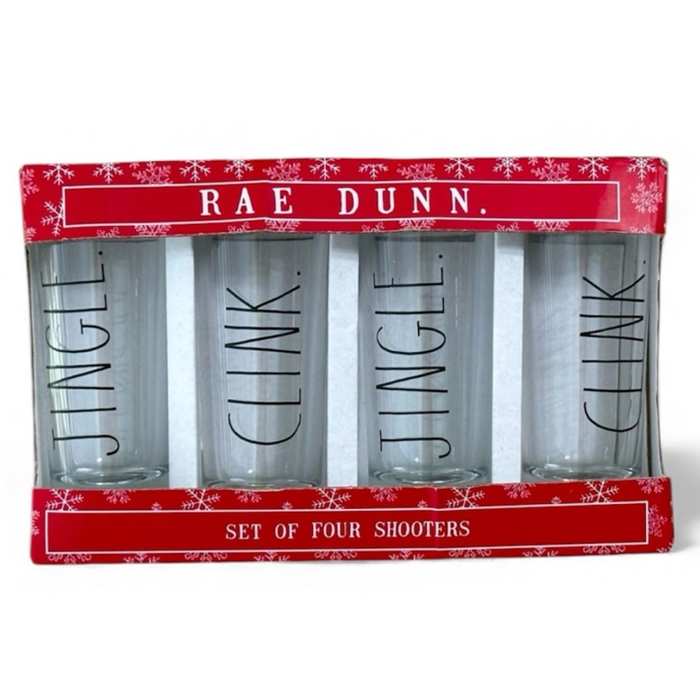 RAE DUNN shot glasses Christmas themed set of 4